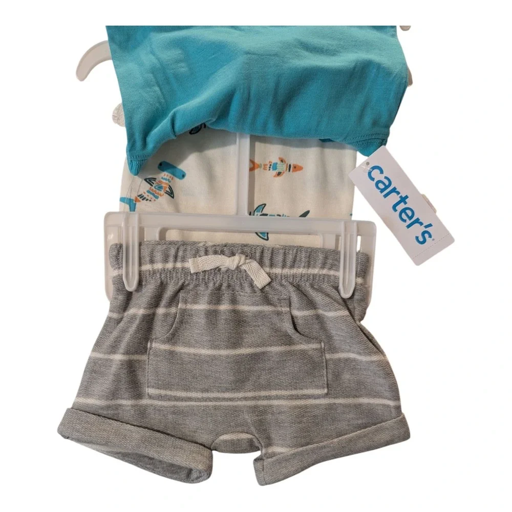 BBC-1 Carter's Newborn 3 piece Bodysuit &‎ Shorts 0m - Multicolor